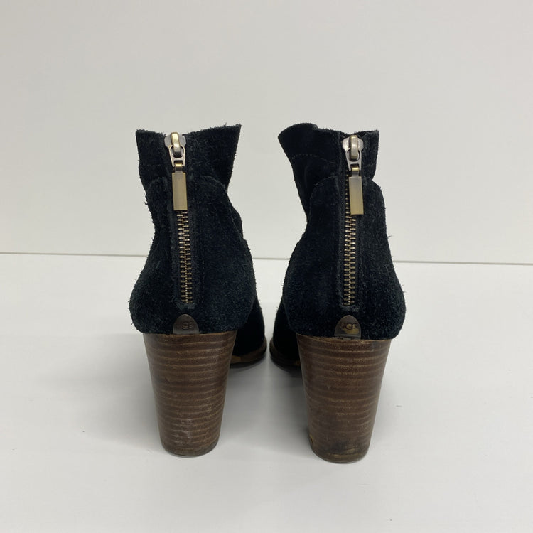 UGG Charlotte Black Suede Block Heel Ankle Boots Size UK 7.5 KD001