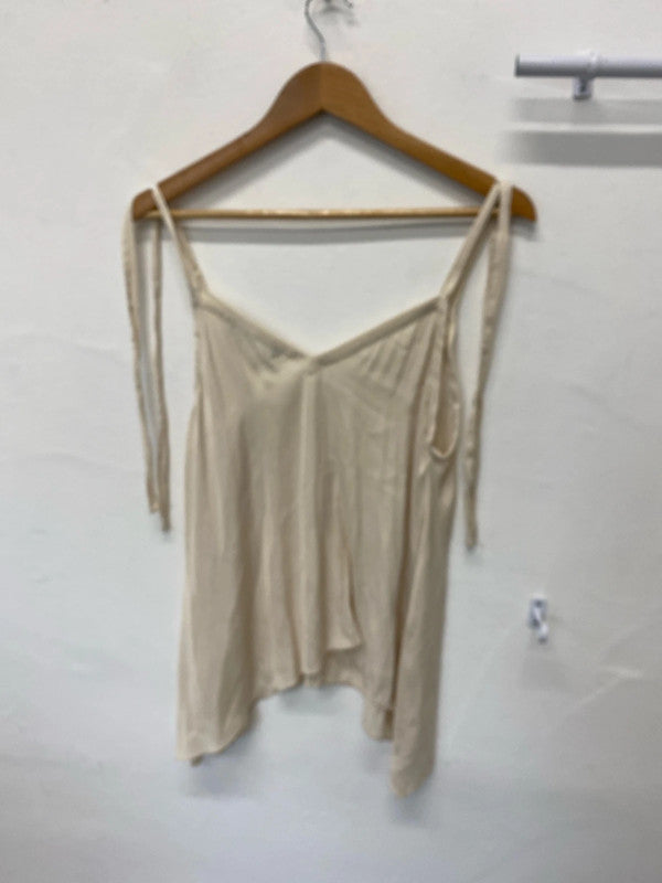 Fabulous soft Cream delicate camisole top tie shoulders UkM JM004