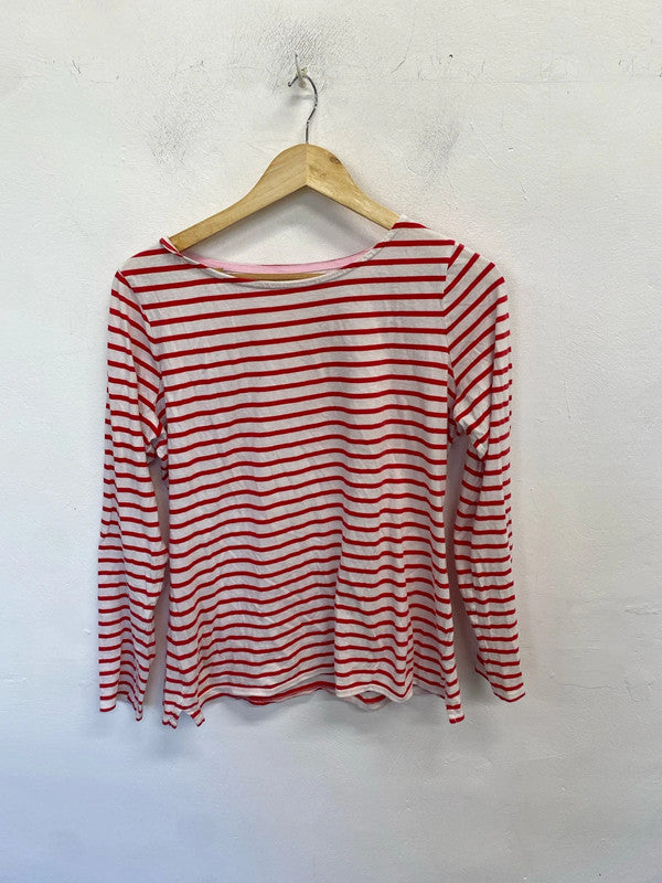 Lovely joules red white stripe long sleeve top UK L KM005