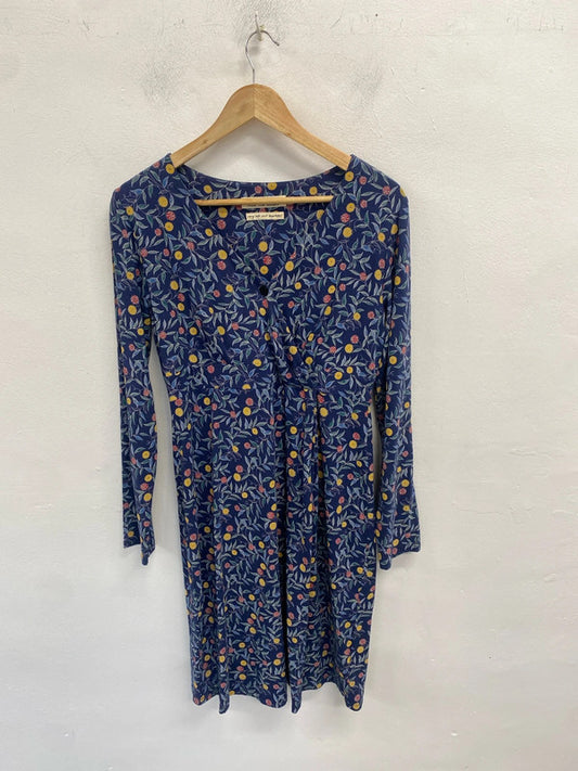 Lovely Seasalt Cornwall blue floral midi dress UK 12 MM005