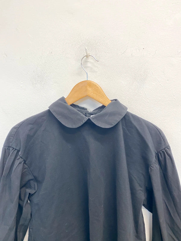Lovely Zara black blouse with collar cuffed sleeved UK M JB001
