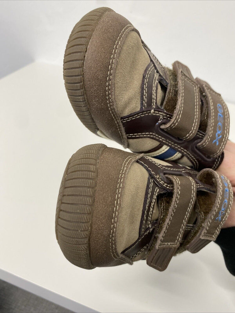 Geox Boys Trainer Brown & Blue Leather Size 13/32,  RRP £52.50 GA001