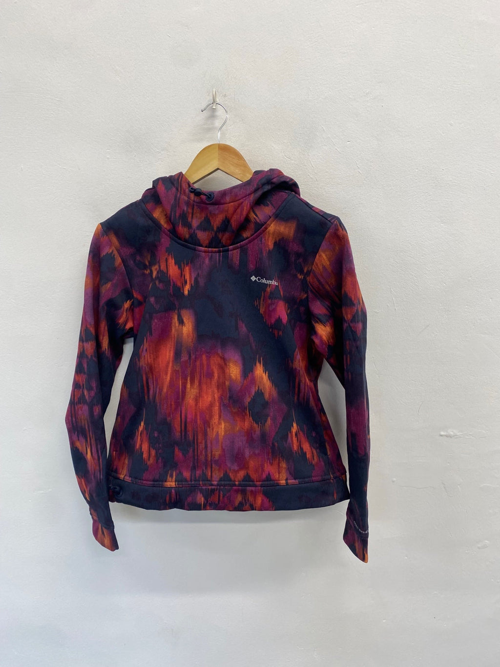 Stunning Columbia Ali peak Hoodie Uk 10 Navy purple abstract AS556