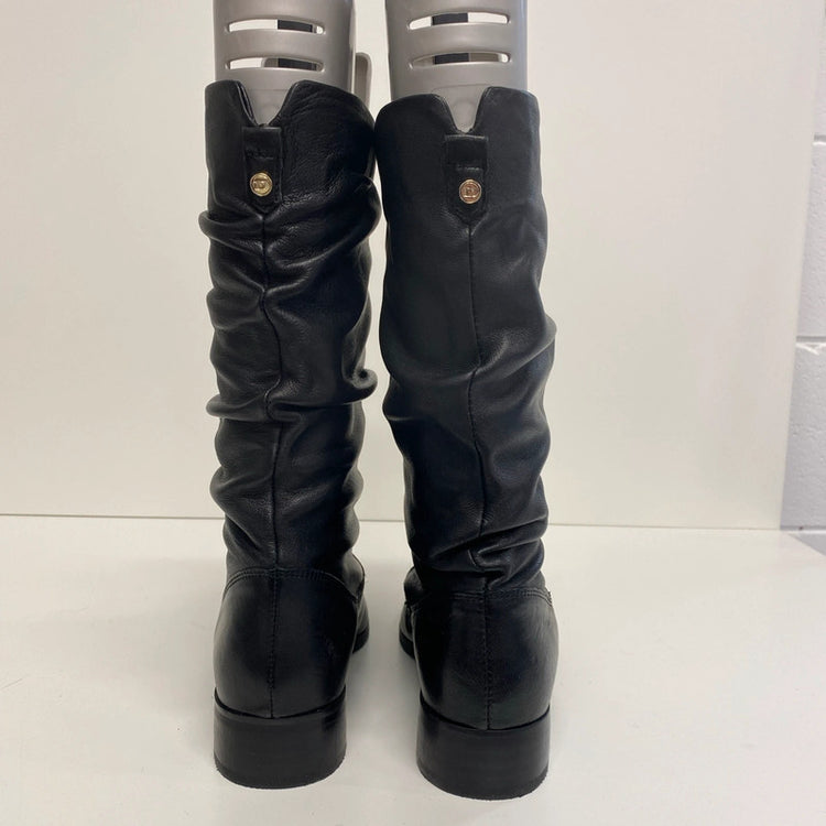 Dune Rosalinda Black Leather Slouchy Boots UK 5 New NC001