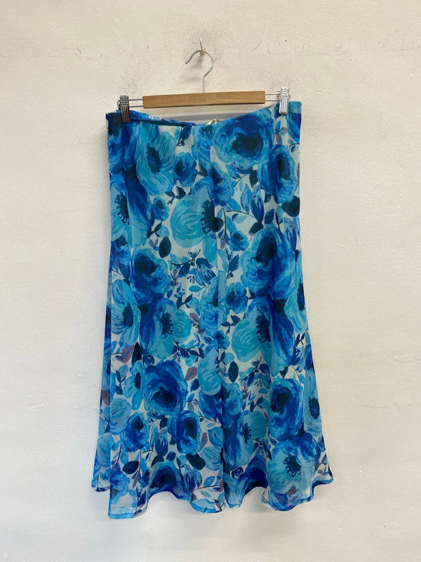 Stunning Edinburgh woolen mill blue floral skirt UK 16 IZ001