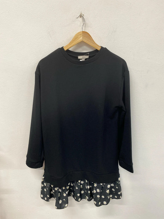 ASOS Preppy Black Daisy Pattern Sweater Dress UK 10 HA001
