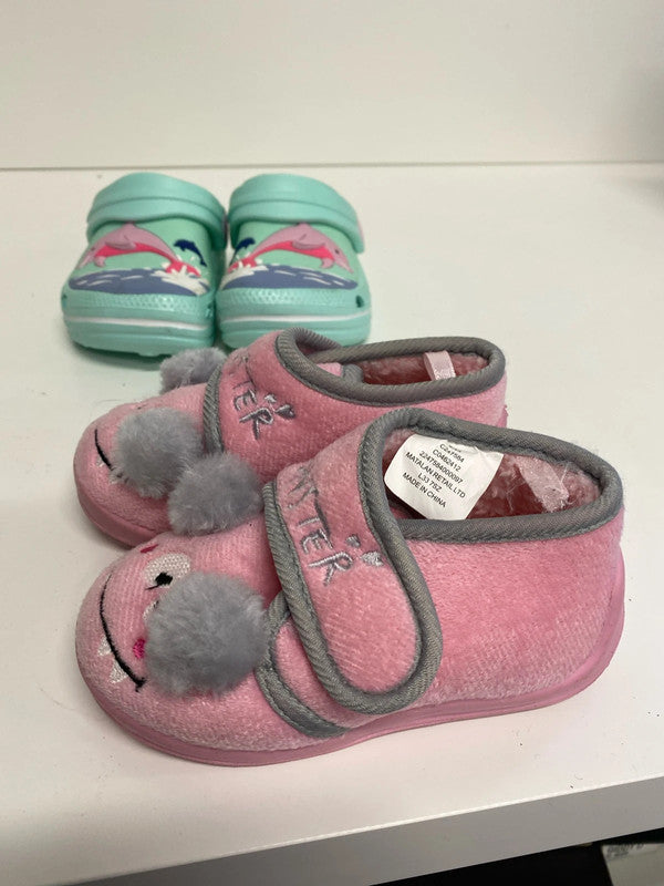 Fab duo of Girls slippers size 6 M&S pink #12 LN001