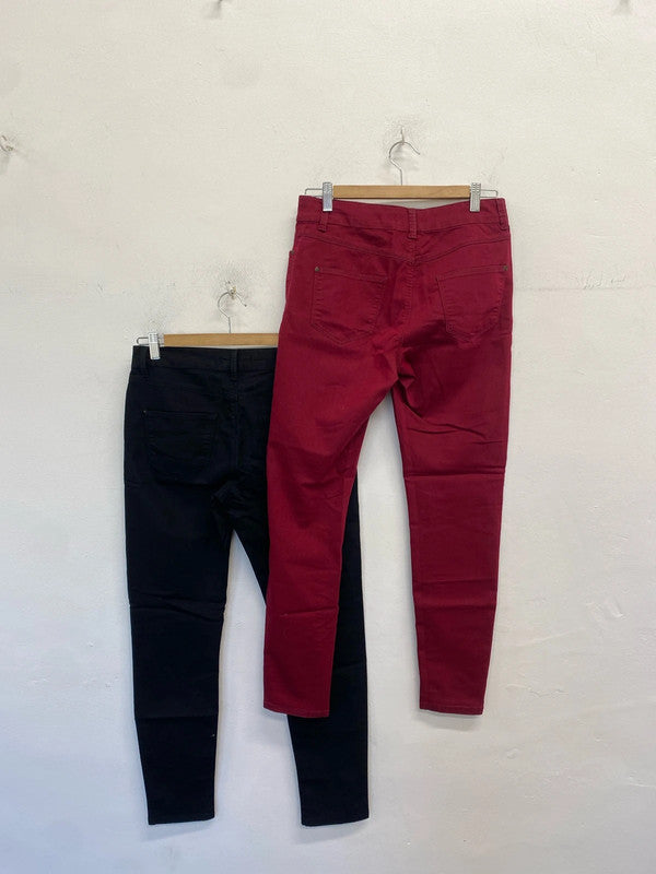 Gorgeous duo of Jeggings M&Co black burgundy UK 10 SW001