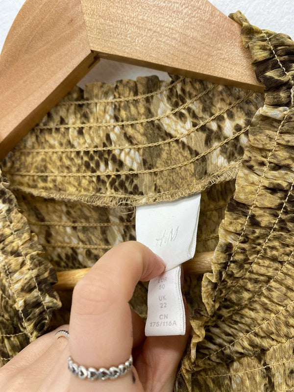 Stunning h&m snakeprint maxi smock pleated long sleeve UK 22 NC001
