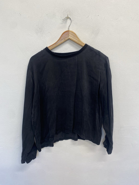 Lovely ATM Black Silk Long Sleeve Top UK L SS002