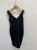 Fabulous Coast paloma Midi Dress UK 12 Black satin formal KC528