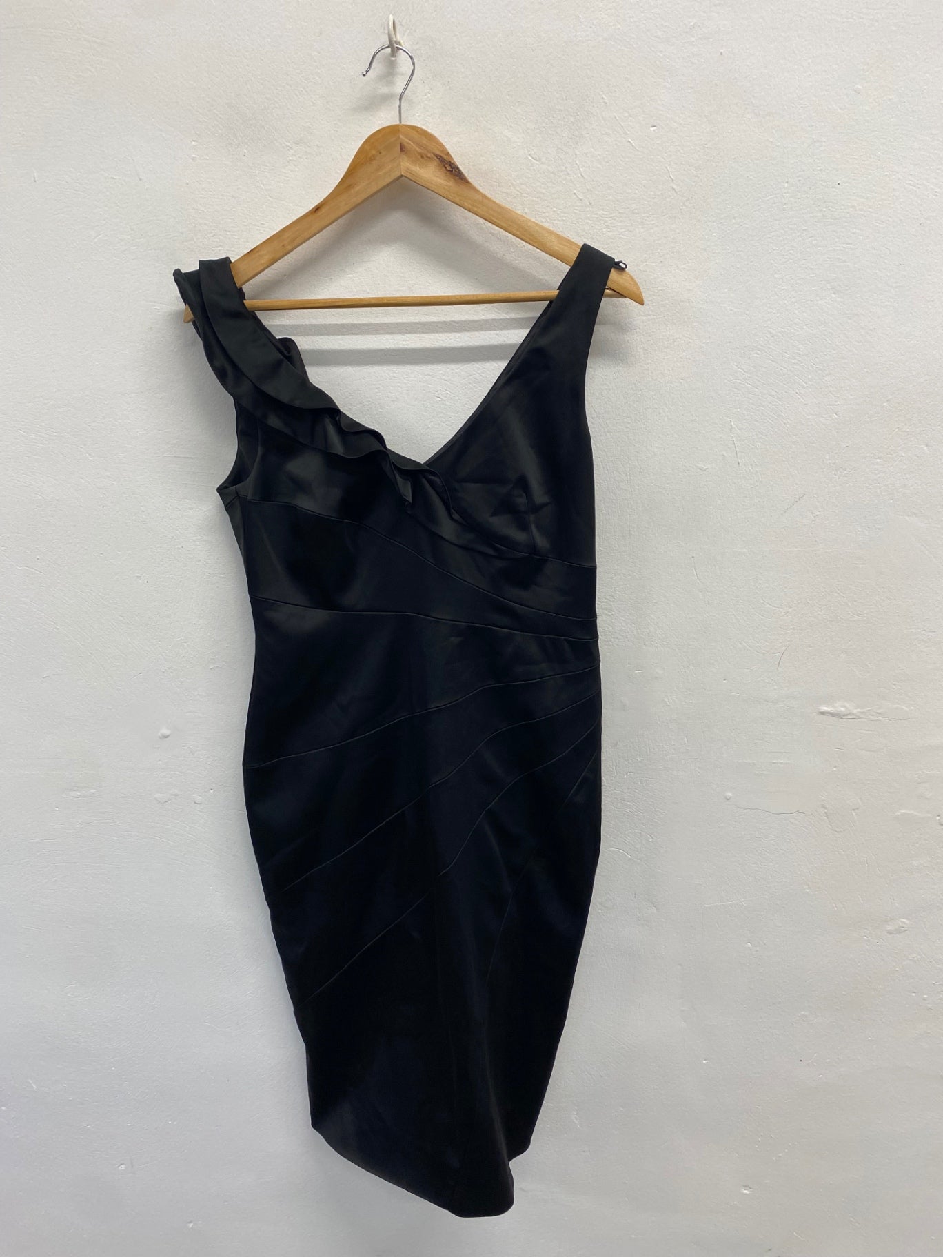 Fabulous Coast paloma Midi Dress UK 12 Black satin formal KC528