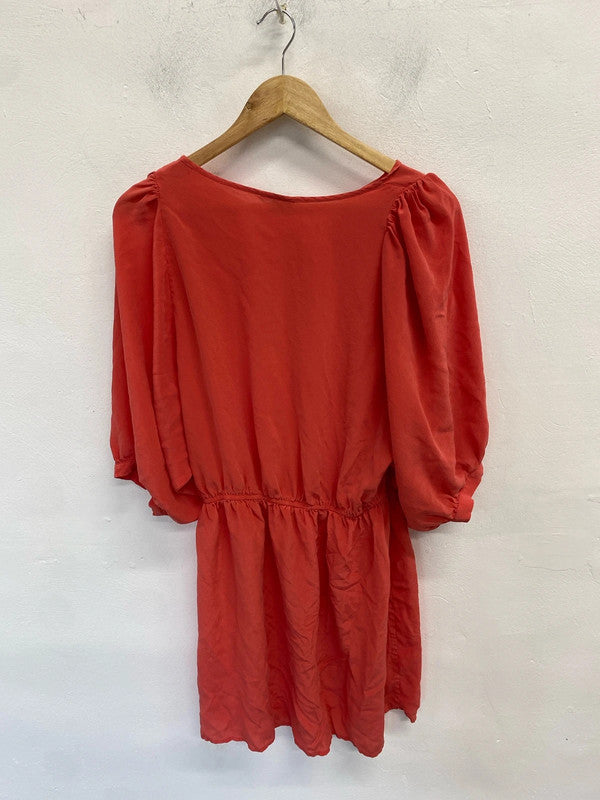 Gorgeous coral pink Tegan silk beach dress UK 12 KN003