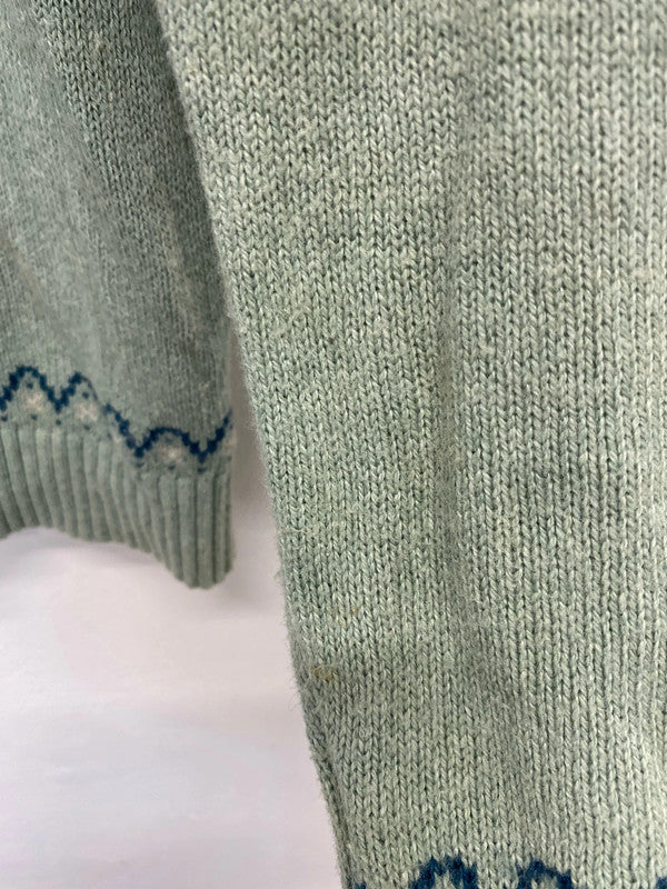 FatFace Lovely Sage Green Folksy Style Jumper UK 10 JM007