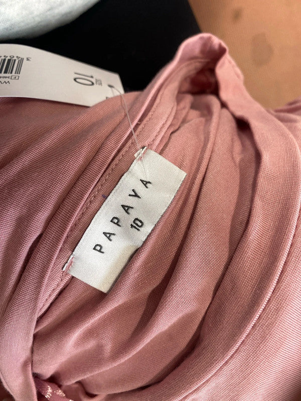 Lovely papaya pink ruched shoulder new with tags t shirt UK 10 MB001