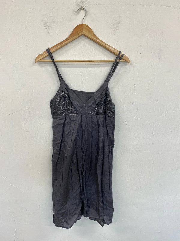 Made In Italy Fabulous Y2K Vibes Grey Sequin Slip Dress UK 12 JB003