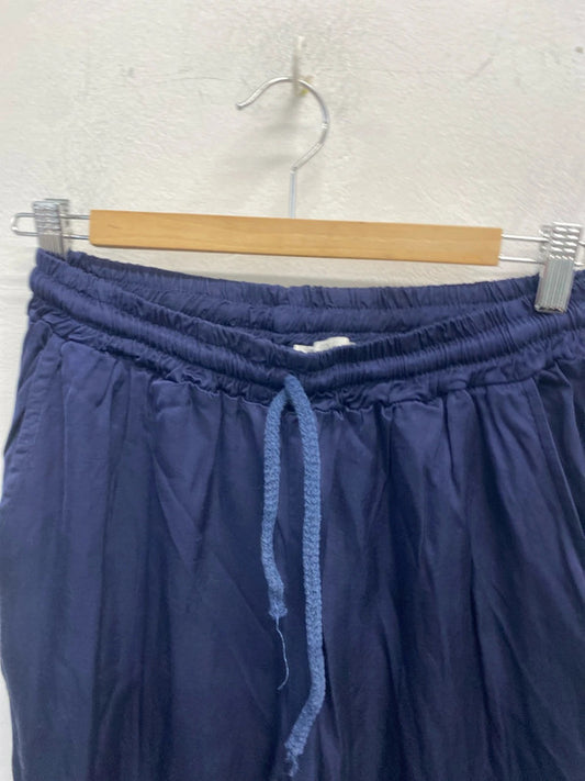 Lovely sugarbabe silk blend blue relax trouser drawstring made in Italy UK 10 SS002