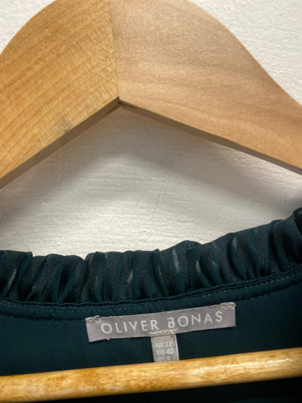 Stunning Oliver Bonas Forrest green smock dress UK 12 GJ001
