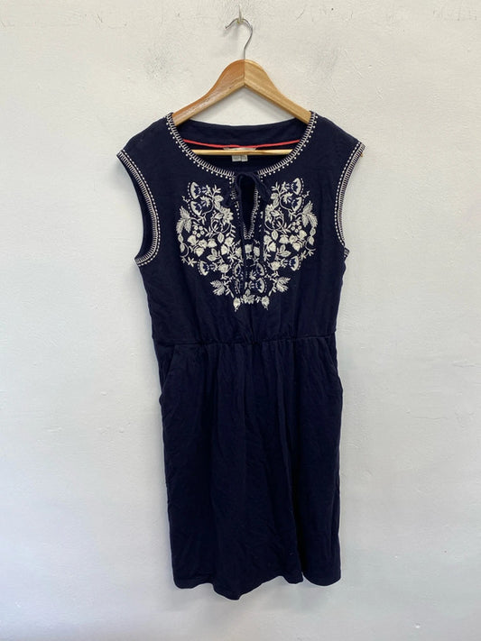 Fabulous Boden navy embroidered jersey dress Uk14 L KN003