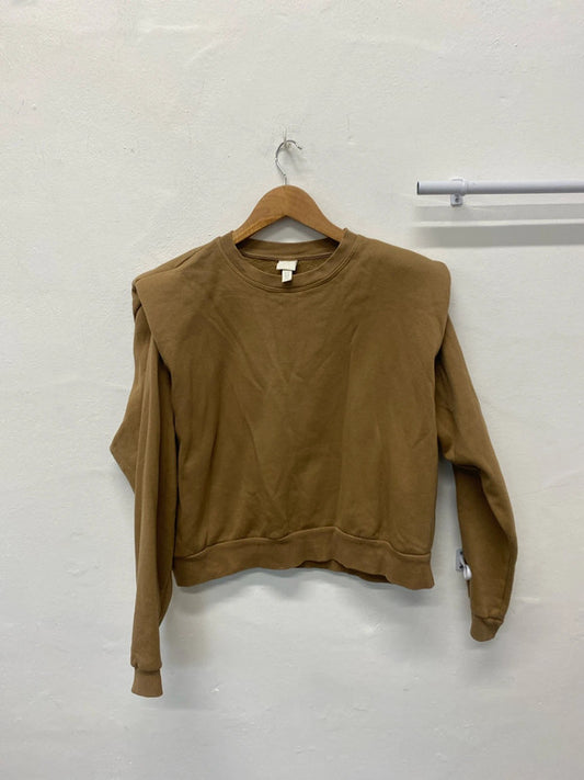 Fabulous Tan brown sweatshirt shoulderpads UkM JB001