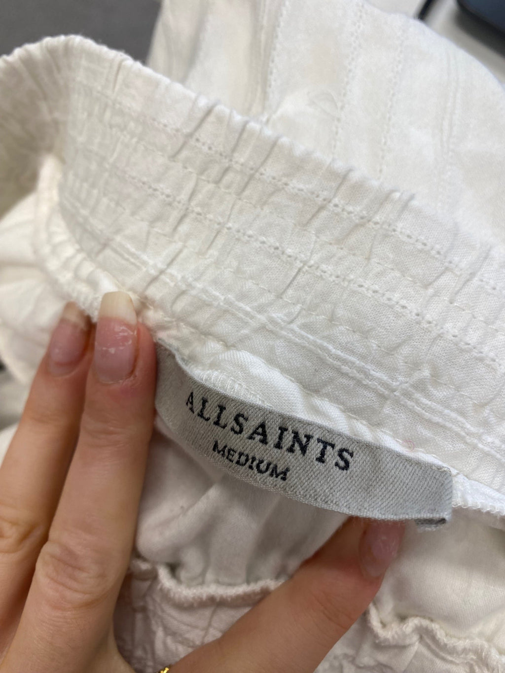 Stunning AllSaints adela Ali dress Mini dress Uk 10 White broderie off shoulder SD553