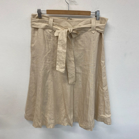 Jigsaw Vanilla Linen Belted Midi Skirt NWT UK 14 KN003