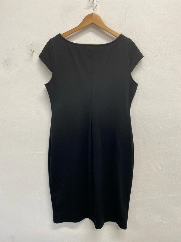 George Chic Black Sheath Asymmetric Midi Dress UK 18 NC001