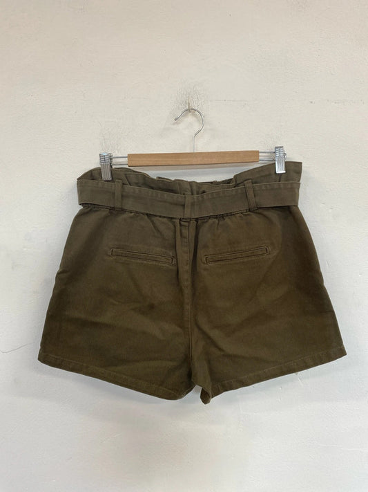 Denim Co Chic Khaki Paperbag Waist Denim Shorts UK 12 MB001
