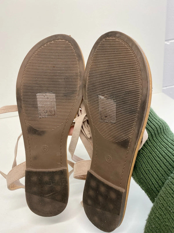 Fabulous ASOS nude gladiator flat sandals boho sparkles UK6 JB001