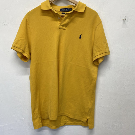 Ralph Lauren Polo Shirt Size Large Amber Yellow Cotton Custom Slim Fit JB001