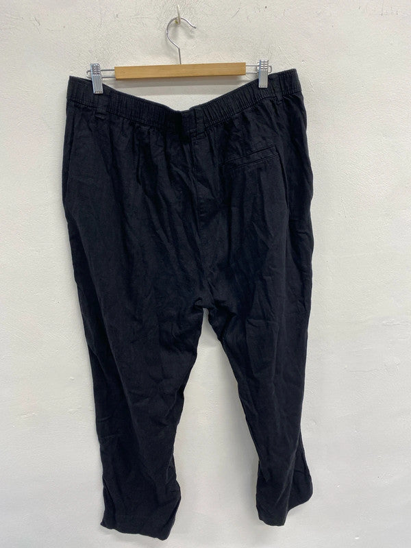 Lovely next black linen cuffed trousers UK 18r KN002