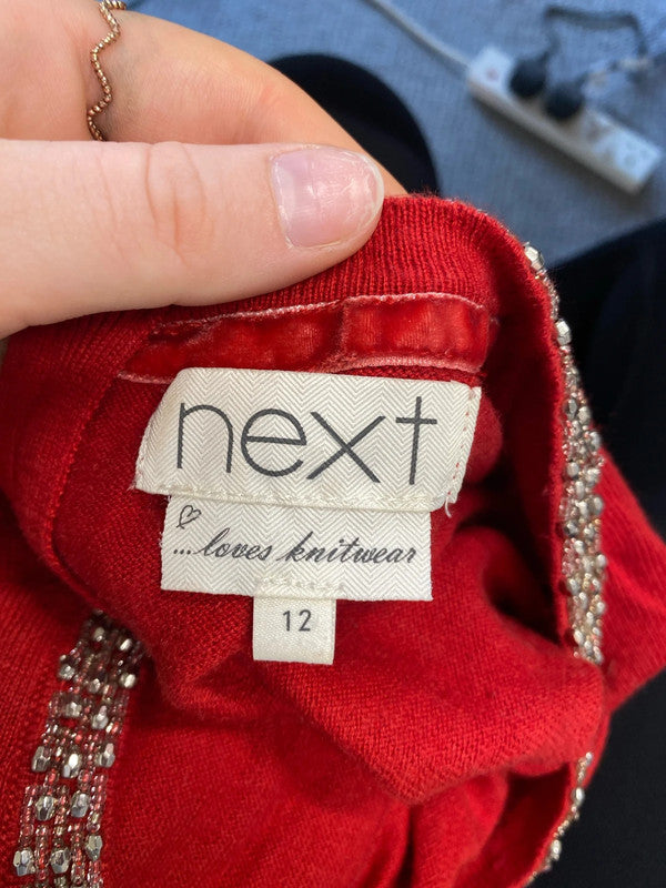 Lovely Next red sweatshirt with quarter zip on the back uk 12 KD001