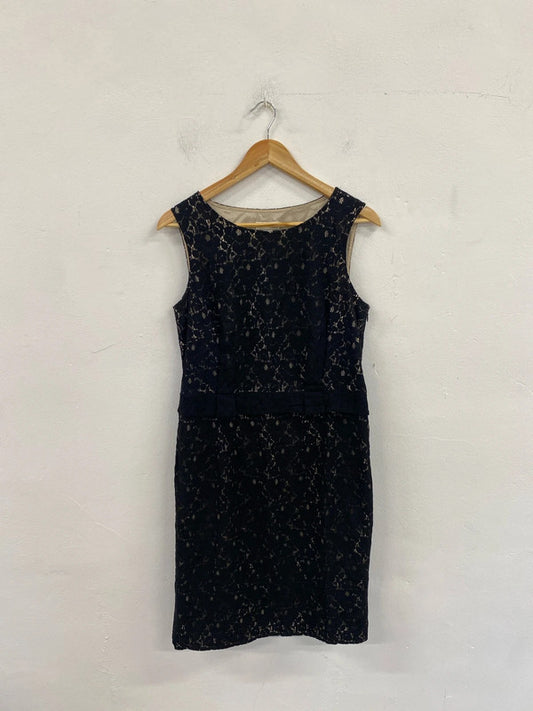 Stylish Monsoon black embroidery dress Uk 14 AW002