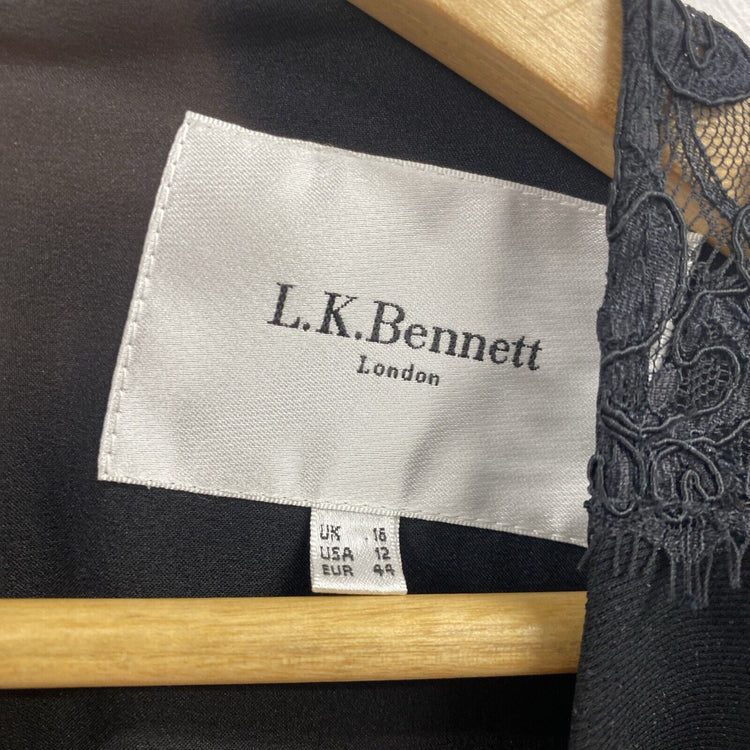 LK Bennett Black Lace Accented Jumpsuit UK 16 NE001