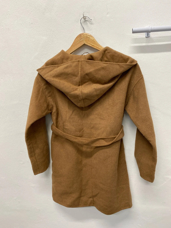 Fabulous Brown hooded wrap coat Age11-12 wool blend JB001