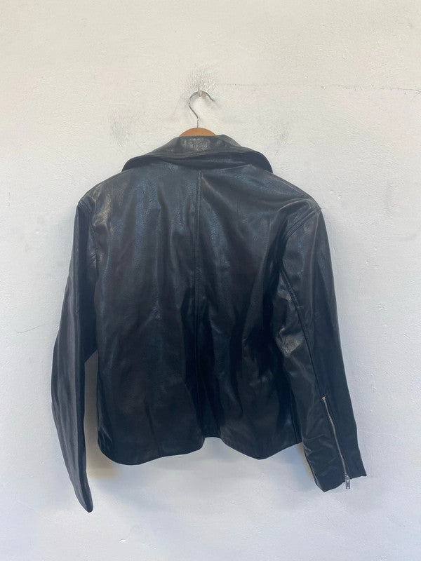 Zara Chic Black Faux Leather Jacket Size M AO001