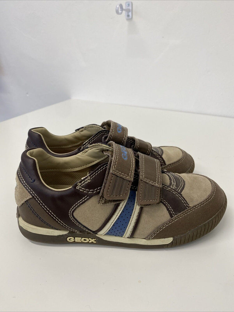 Geox Boys Trainer Brown & Blue Leather Size 13/32,  RRP £52.50 GA001