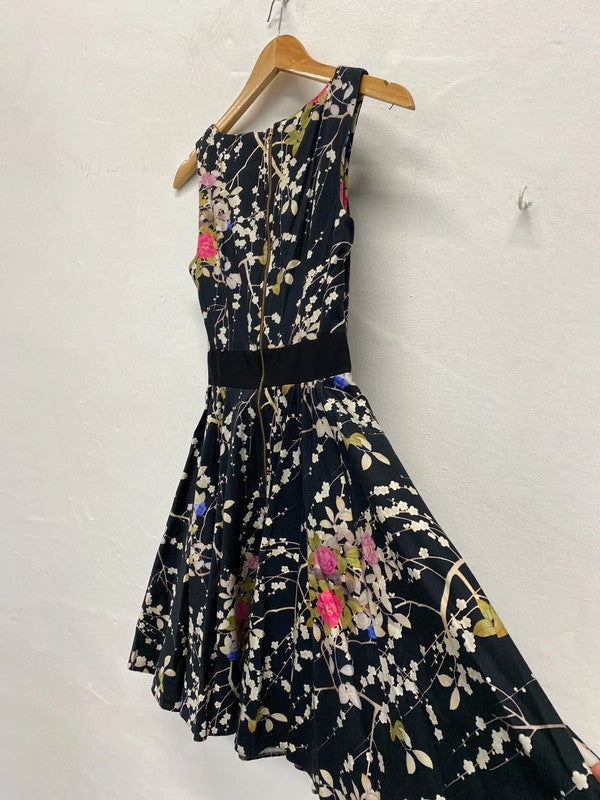 Super cute floral fit & flare dress party events Uk8 by Almari CF002