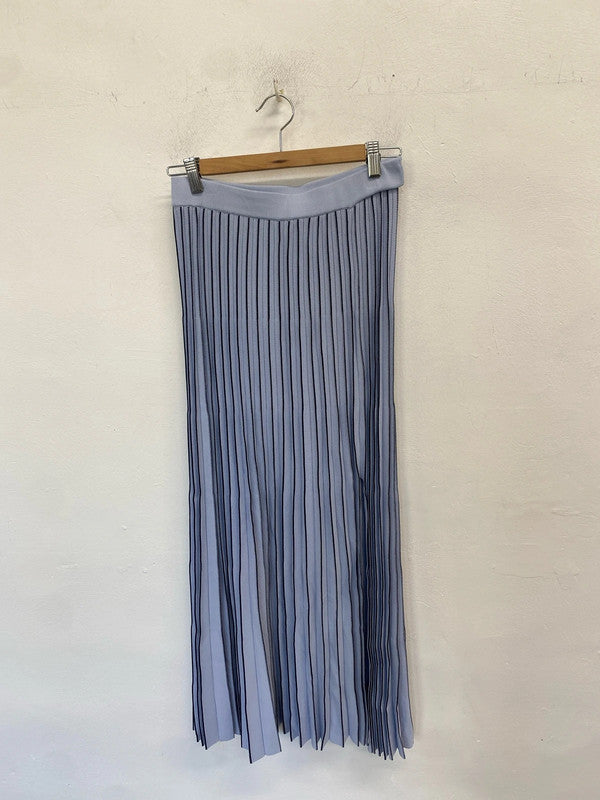 Stunning mango pleated blue black split hem midi skirt UK M HS001