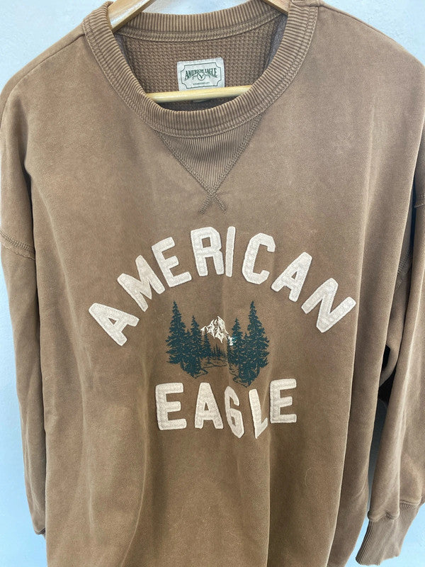 American Eagle Cozy Brown Oversize Sweatshirt Size M PJ001
