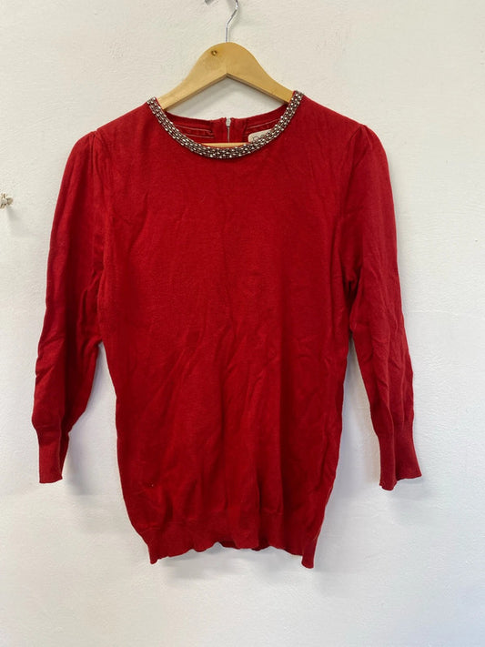 Lovely Next red sweatshirt with quarter zip on the back uk 12 KD001