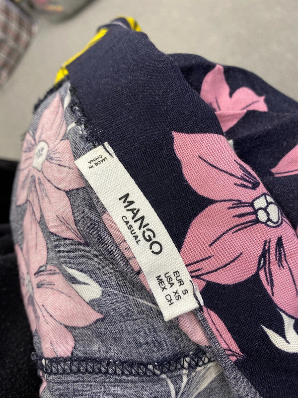 Lovely mango jumpsuit navy floral zip up UK S NS003