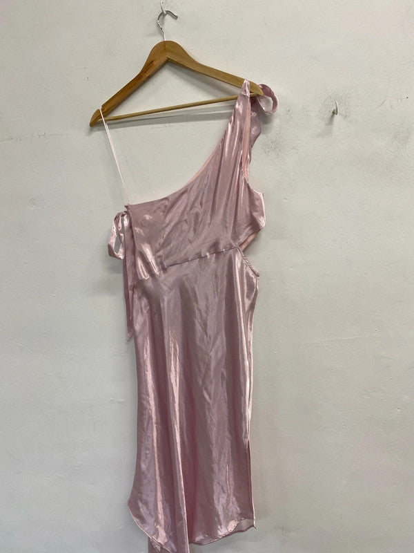 Fabulous Barbie Pink evening dress Midaxi Uk14 cut out KD001