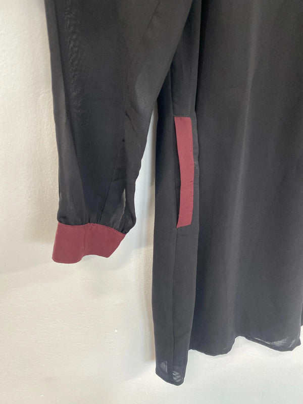 Gorgeous La Redoute soft grey sheer tunic shirt black burgundy 16 KM003