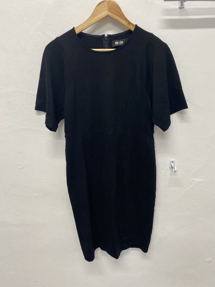 ME+EM TAILORED MIDI DRESS Work Formal Black Dress uk12 AO001
