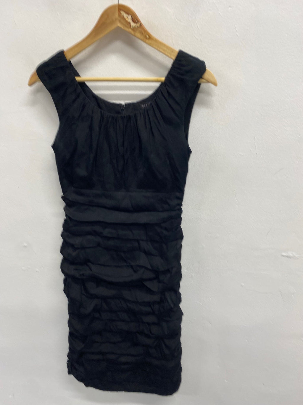 Fabulous Coast Mini Dress UK 8 Black ruffle cocktail party KC528