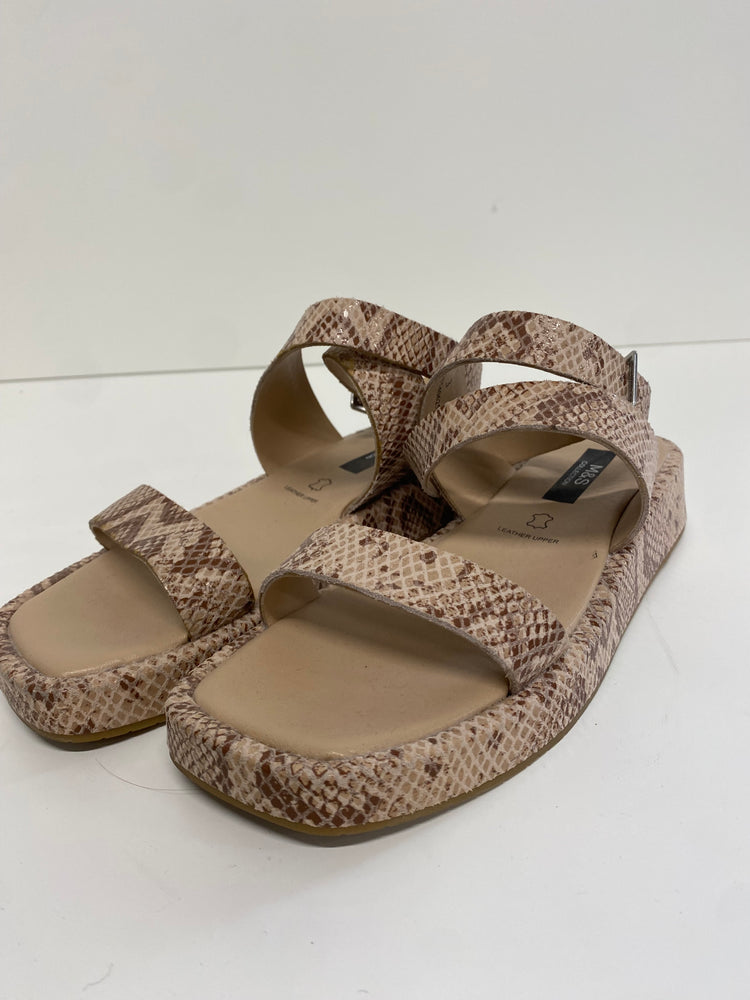 Fabulous M&S snakeskin leather flat form sandals UK3 SS002