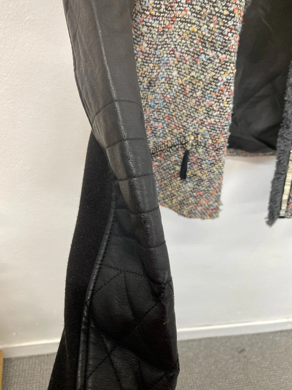 River Island Fabulous Colourful Boucle Faux Leather Biker Jacket UK 8 KM004