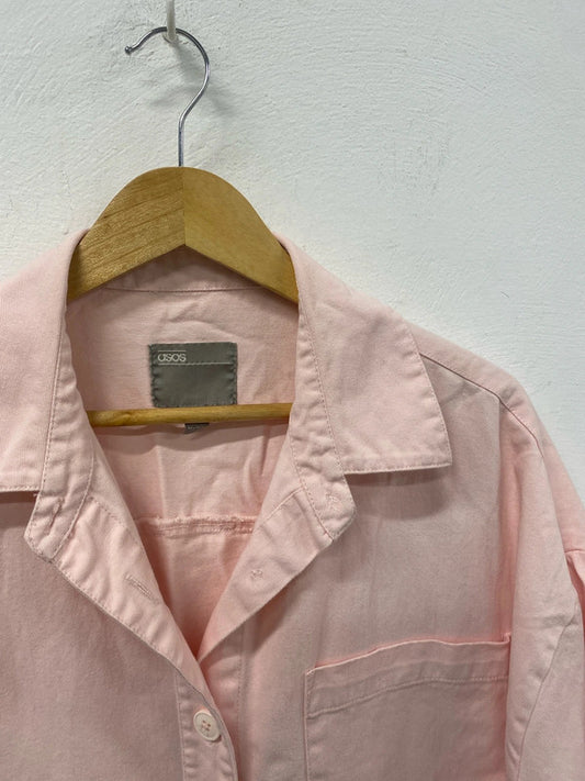 Cute blush pink asos shacket oversized cotton twill UK10 KS002