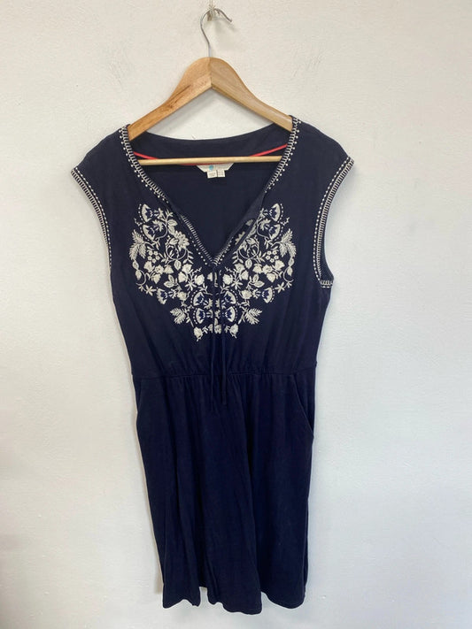 Boden Fab Navy Embroidered Sheath Dress UK 14 KN003